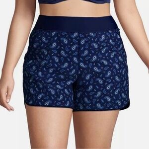 Lands End 5" Quick Dry Swim Shorts w/ Panty Blue Paisley Womens 16 - 2 Available